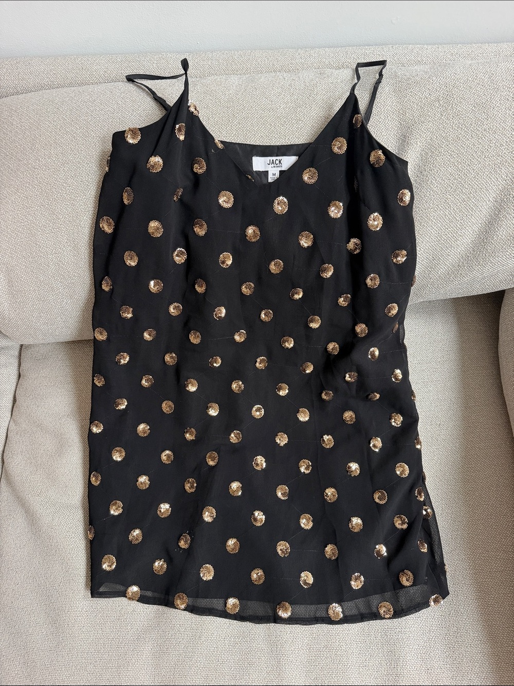 Jack by BB Dakota Black Dress with Gold Sequin Polka Dots